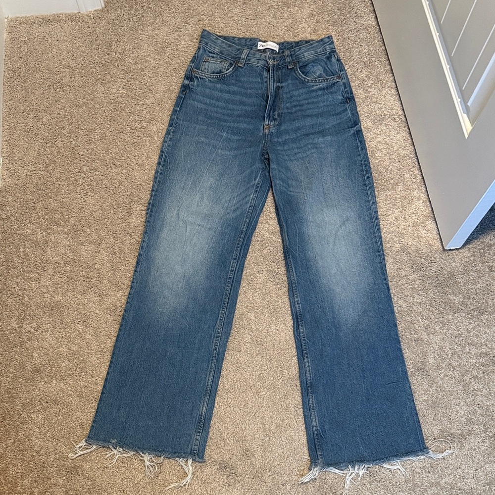 Zara high waisted straight jeans